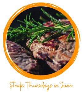 Throughout June in our Pottery by Night Restaurant, steaks will be featured on our specials board every Thursday evening