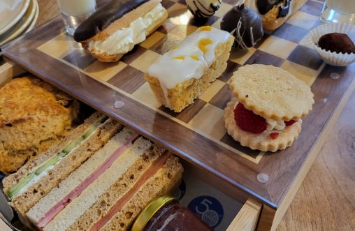 50th Anniversary Afternoon Tea on a Chess Board at House of Marbles' Old Pottery Restaurant